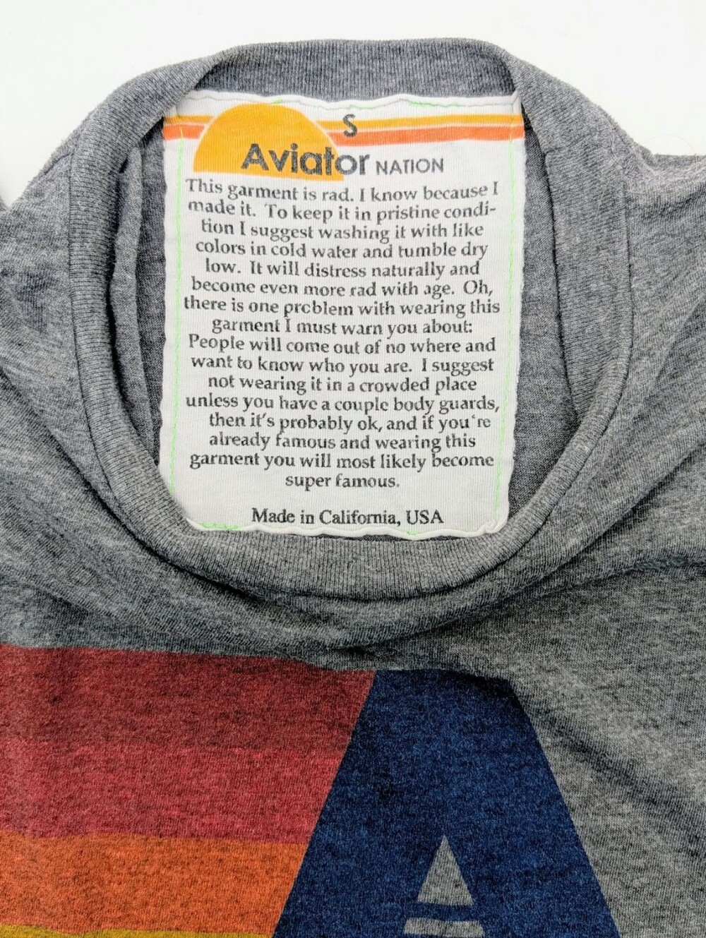 Aviator Nation Logo Cropped Cropped Heather Gray Boyfriend Tee Small - Picture 5 of 6